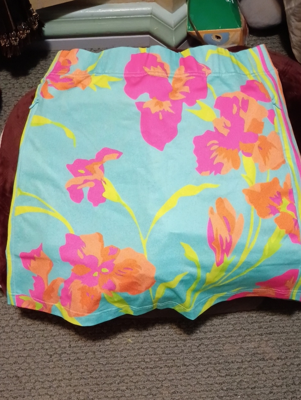 Women’s Tropical Floral Swim Cover-Up Skort in Aqua and Pink